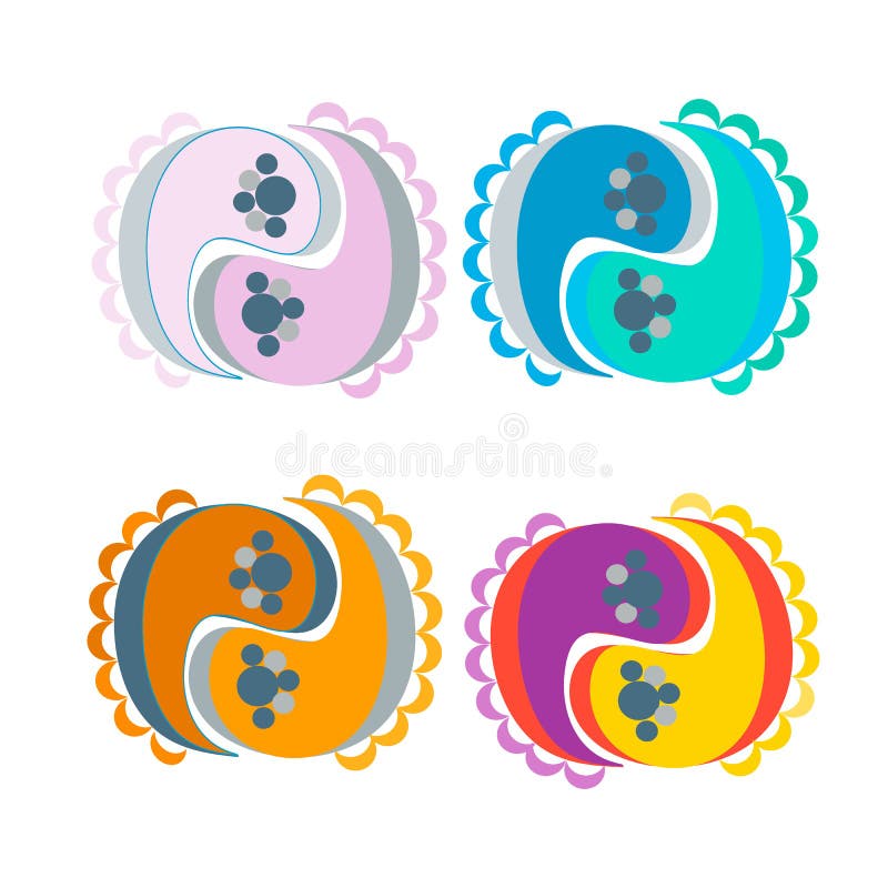 Icona multicolore dell'insieme di Yin Yang, su un fondo bianco illustrazione di stock Icona multicolore dell'insieme di Yin Yang, su un fondo bianco illustrazione di stock