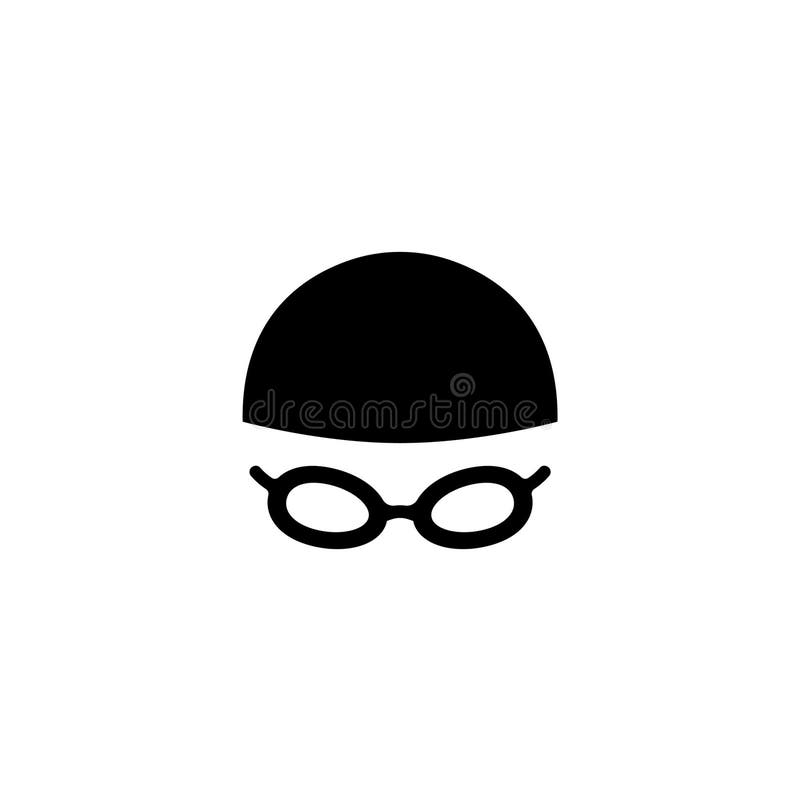 Icona nera minimalista del cappello da nuoto e occhiali illustrazione vettoriale