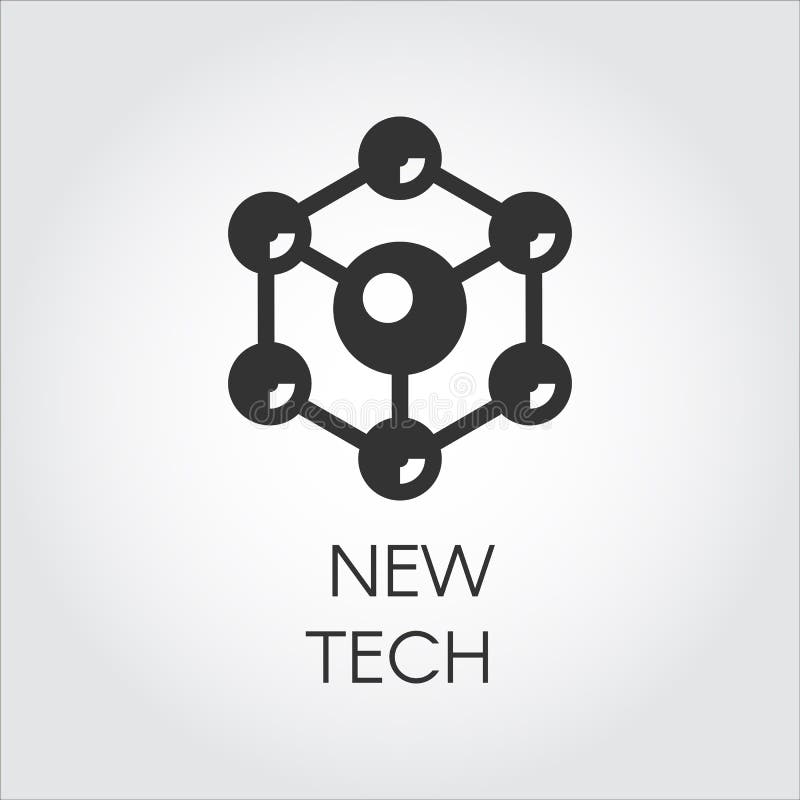 Icona nera nello stile piano delle particelle sferiche Etichetta della struttura molecolare del collegamento Logo di nuovo concet illustrazione vettoriale Icona nera nello stile piano delle particelle sferiche Etichetta della struttura molecolare del collegamento Logo di nuovo concet illustrazione vettoriale