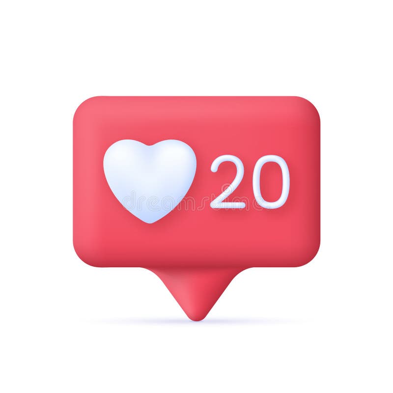 3D Social media notification icon. Like concept. Speech Bubble. Trendy and modern vector in 3d style. 3D Social media notification icon. Like concept. Speech Bubble. Trendy and modern vector in 3d style.