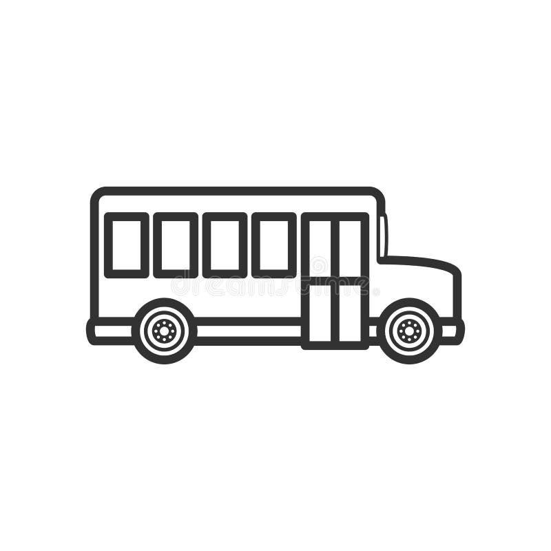 Icona piana del profilo del lato dello scuolabus su bianco