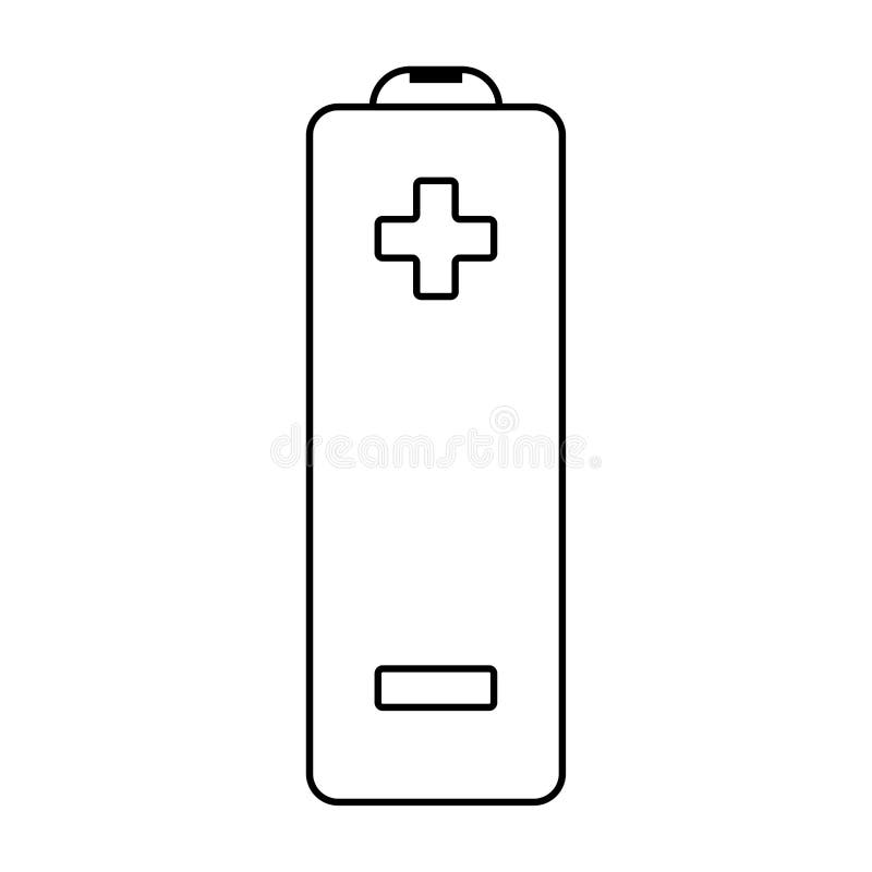 Icona piana della batteria di vettore del profilo con il più ed il segno meno illustrazione vettoriale Icona piana della batteria di vettore del profilo con il più ed il segno meno illustrazione vettoriale