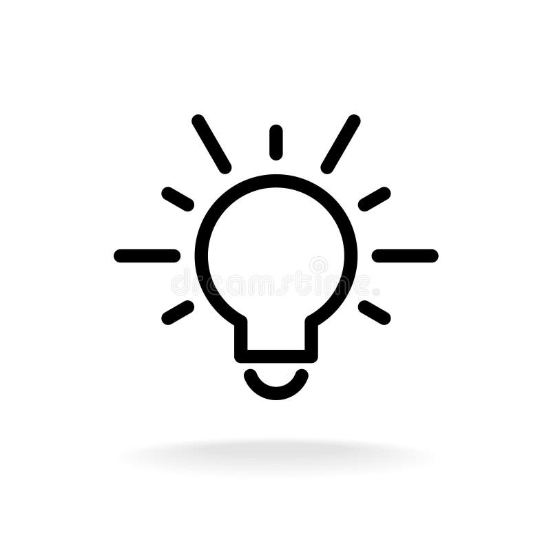 Icona piana di vettore della lampadina con i raggi luminosi