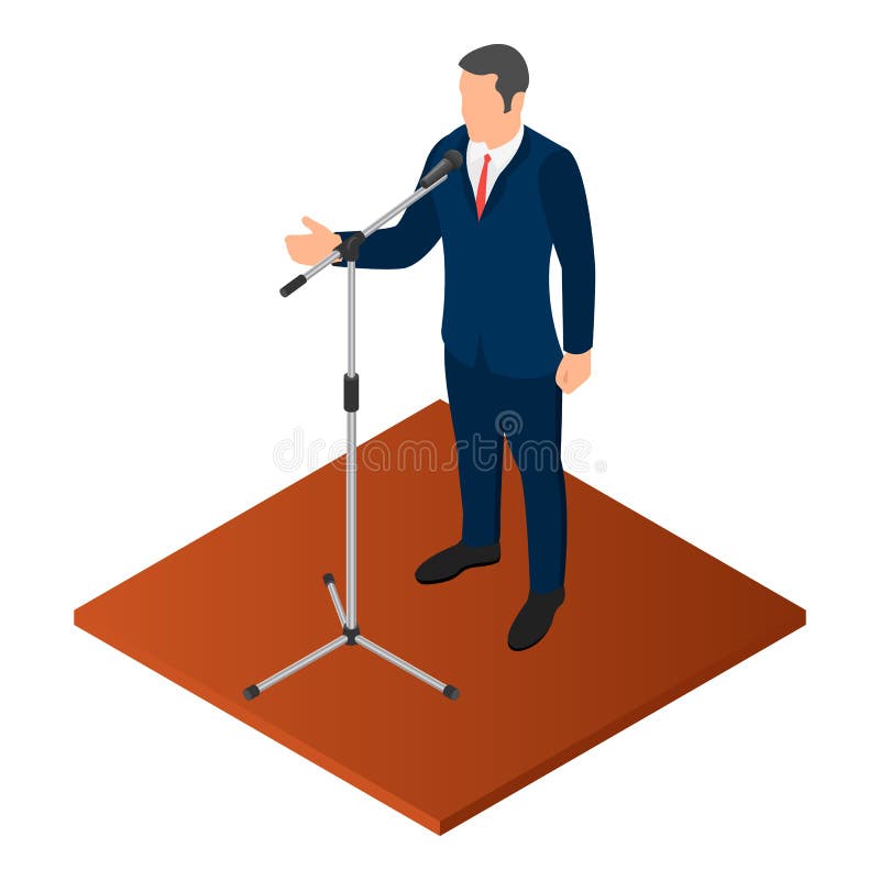 Icona politica dell'oratore, stile isometrico illustrazione vettoriale Icona politica dell'oratore, stile isometrico illustrazione vettoriale