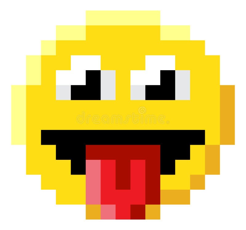 An emoji emoticon face icon in a pixel art 8 bit video game style. An emoji emoticon face icon in a pixel art 8 bit video game style