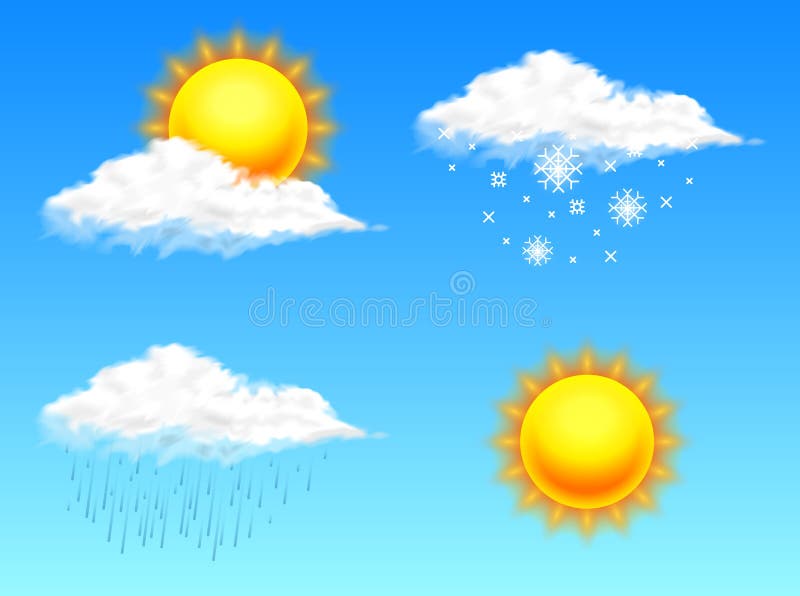 Icona realistica moderna del tempo Simbolo di meteorologia su fondo blu Colori l'illustrazione di vettore per il cellulare il app royalty illustrazione gratis Icona realistica moderna del tempo Simbolo di meteorologia su fondo blu Colori l'illustrazione di vettore per il cellulare il app royalty illustrazione gratis