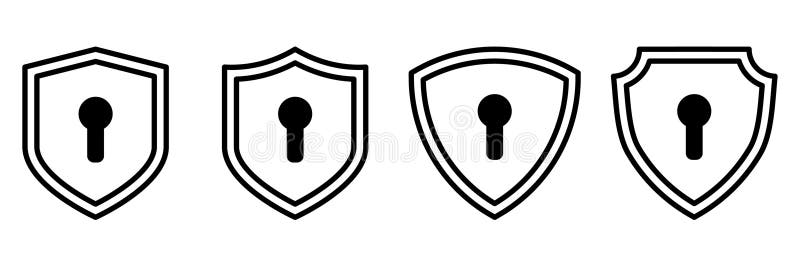 Icona Schermo in bianco e nero con simbolo di foro chiave. Badge di accesso sicuro Dati elemento sicurezza cibernetica protezione illustrazione vettoriale