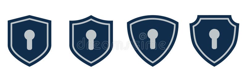 Icona Scudo colorato con simbolo foro chiave. Emblema di protezione digitale per sicurezza informatica Sicurezza dell'accesso alla illustrazione vettoriale