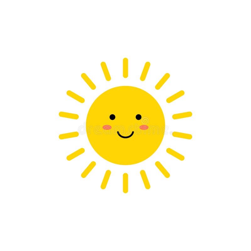 Icona sole- di vettore Sole giallo sveglio con il fronte sorridente Emoji Emoticon di estate Illustrazione di vettore royalty illustrazione gratis
