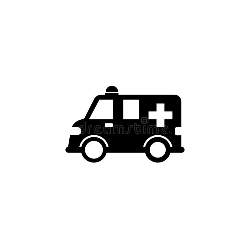 Icona solida dell'automobile dell'ambulanza, segno del healtcare