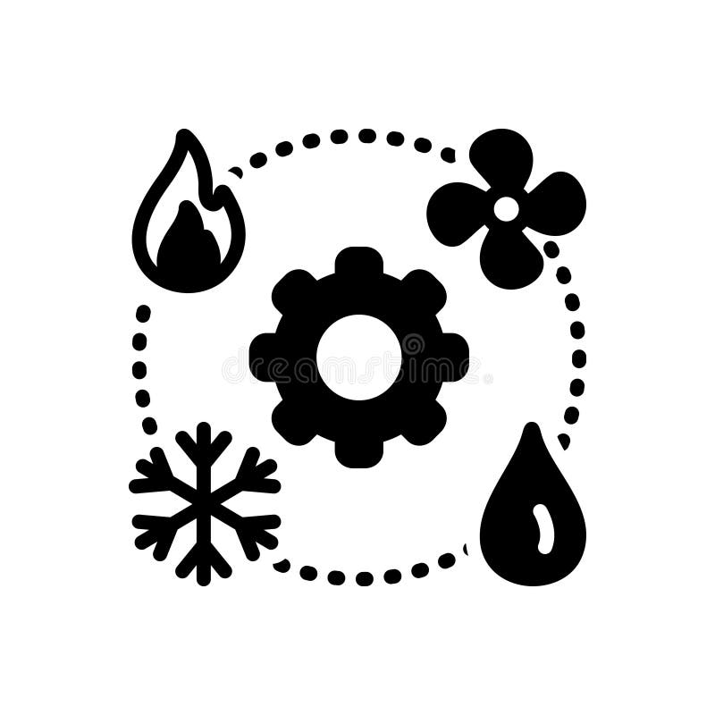 Icona solida nera per la HVAC, il tecnico ed il riscaldamento illustrazione di stock Icona solida nera per la HVAC, il tecnico ed il riscaldamento illustrazione di stock