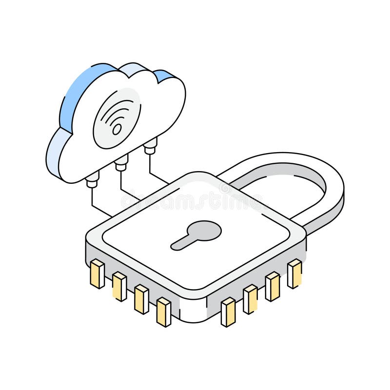 Icona in stile isometrico di sicurezza del blocco cloud royalty illustrazione gratis