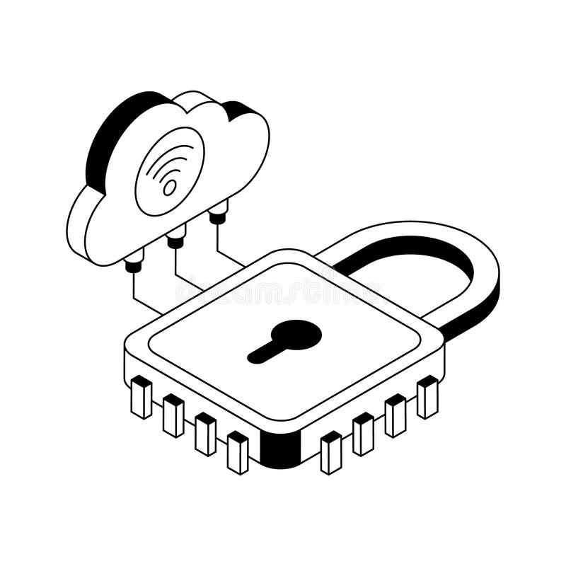 Icona in stile isometrico di sicurezza del blocco cloud illustrazione di stock
