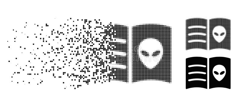 Icona straniera di semitono dissolta del libro del fronte del pixel illustrazione vettoriale