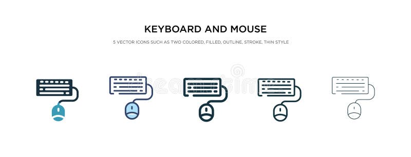 Icona Tastiera e mouse in diverse illustrazioni vettoriali di stile due icone colorate e nere della tastiera e del vettore del mo illustrazione di stock Icona Tastiera e mouse in diverse illustrazioni vettoriali di stile due icone colorate e nere della tastiera e del vettore del mo illustrazione di stock