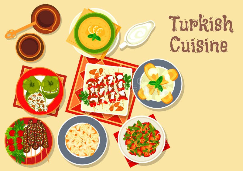 Icona turca di cucina con il kebab arrostito della carne royalty illustrazione gratis