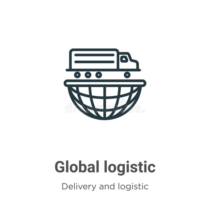Icona vettore struttura logistica globale Icona logistica globale in nero sottile, semplice illustrazione di elementi vettoriali provenienti dal concetto di consegna modificabile e logistica isolato su fondo bianco