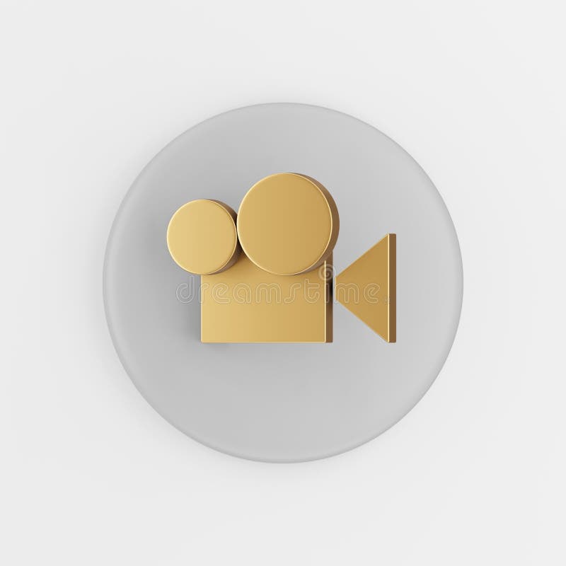 Icona video digitale in oro struttura struttura struttura 3d rendering rotondo pulsante tasto grigio interfaccia ui elemento ux illustrazione vettoriale