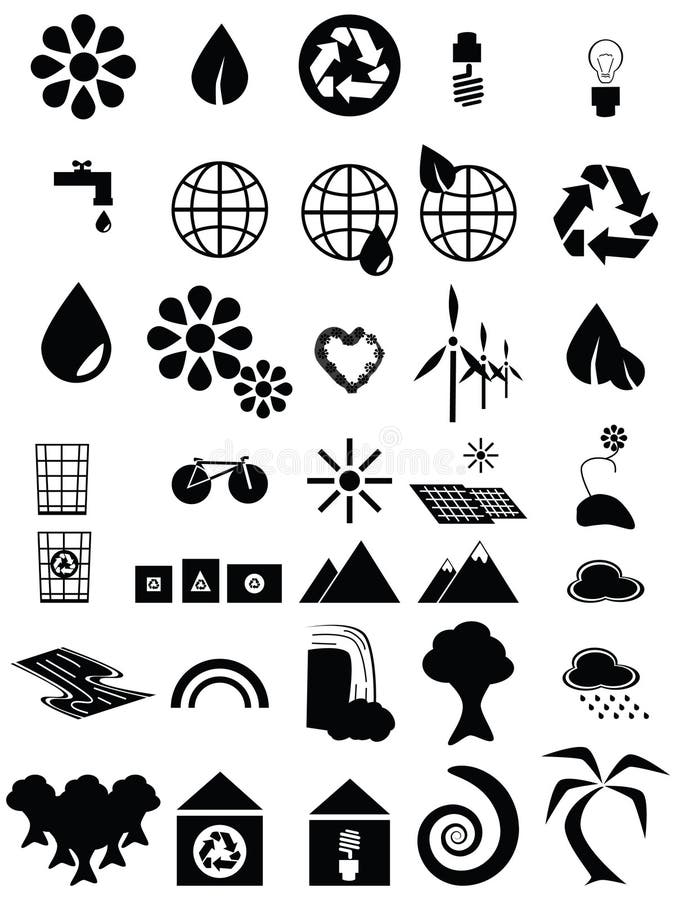 Icone ambientali in bianco e nero