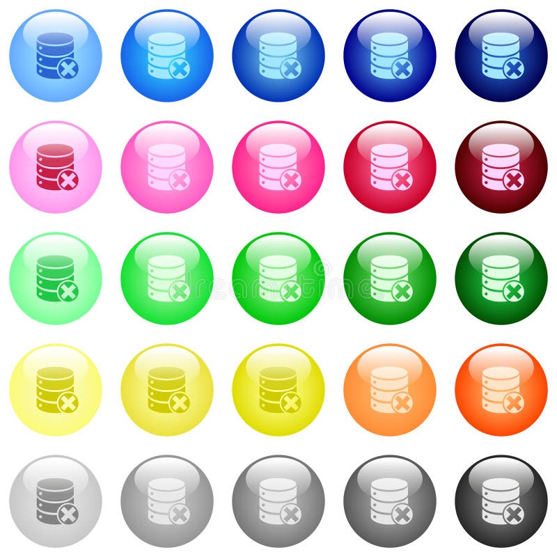 Icone annulla database nei pulsanti a colori lucidi illustrazione di stock