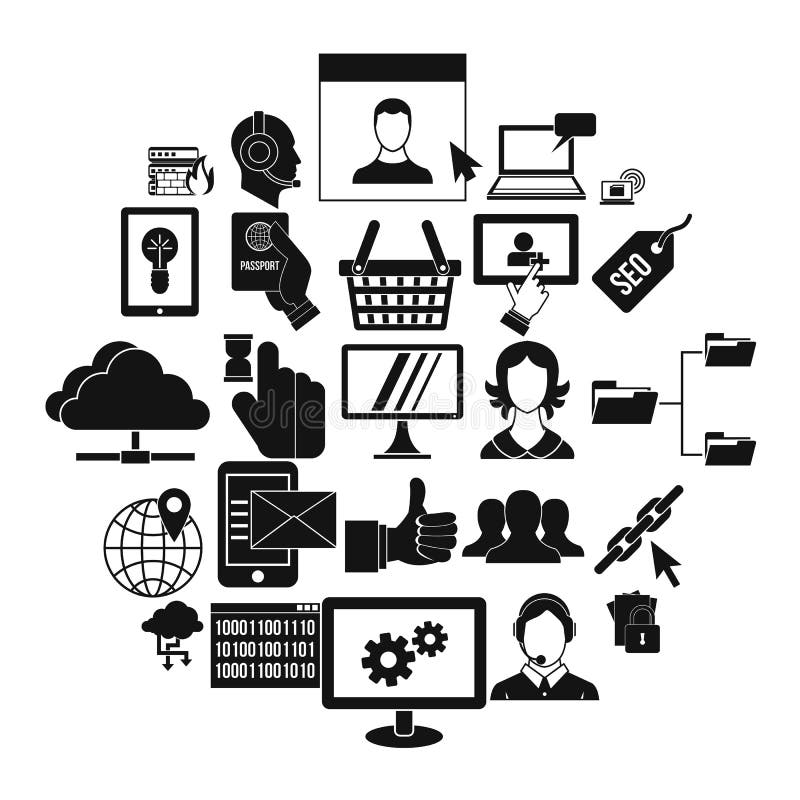 Icone basse messe, stile semplice del telefono illustrazione vettoriale Icone basse messe, stile semplice del telefono illustrazione vettoriale