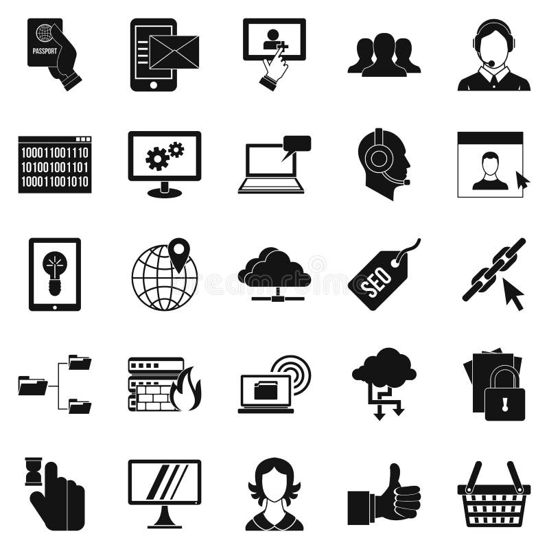 Icone basse messe, stile semplice del telefono illustrazione vettoriale Icone basse messe, stile semplice del telefono illustrazione vettoriale