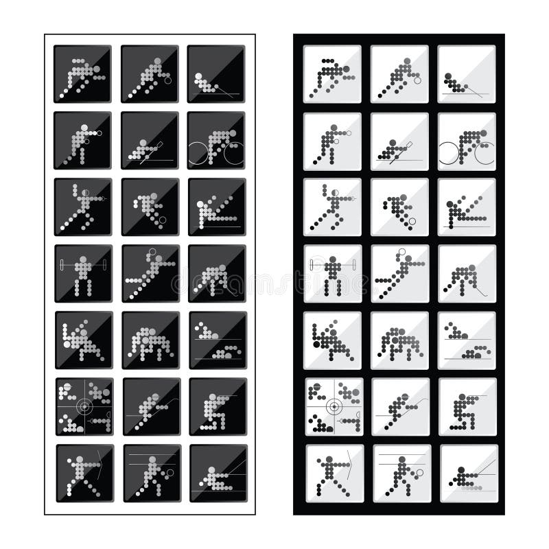 Icone bianco- di sport del nero olimpico delle icone illustrazione vettoriale Icone bianco- di sport del nero olimpico delle icone illustrazione vettoriale
