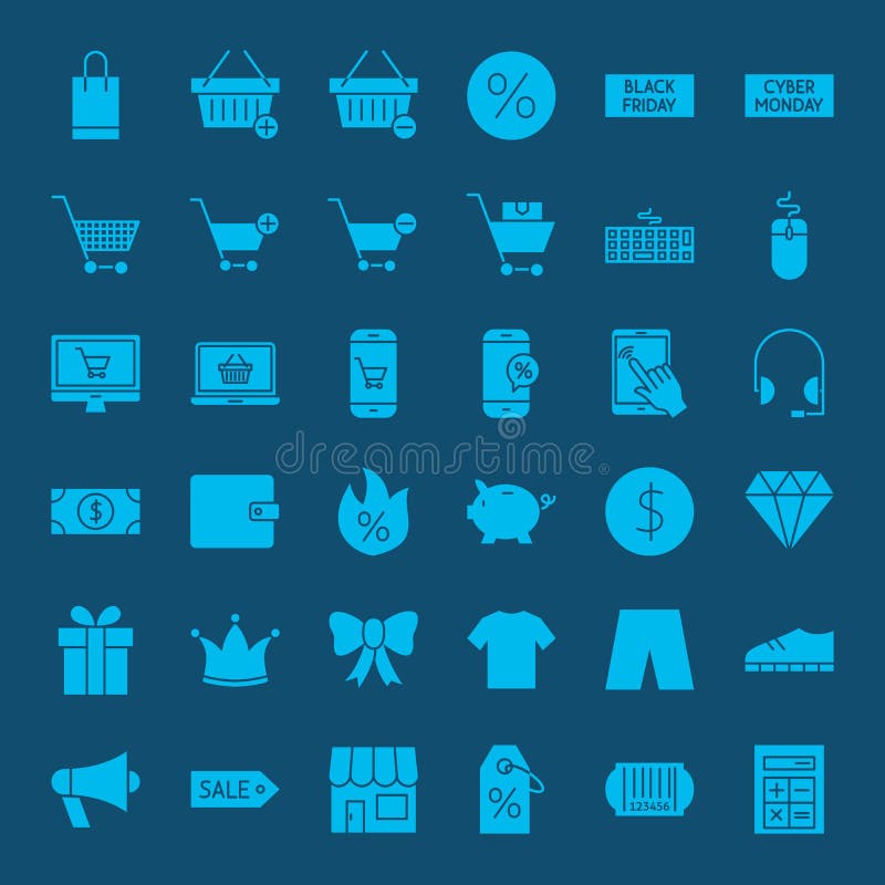 Icone cyber di web di glifo di lunedì royalty illustrazione gratis Icone cyber di web di glifo di lunedì royalty illustrazione gratis
