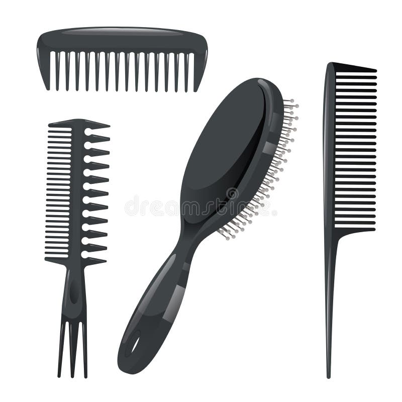 Icone d'avanguardia del haircare di progettazione messe Pettini di plastica, capelli neri professionali della spazzola di massagg illustrazione vettoriale Icone d'avanguardia del haircare di progettazione messe Pettini di plastica, capelli neri professionali della spazzola di massagg illustrazione vettoriale