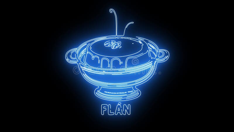 Icone de nourriture de caramel crème avec effet néon brillant illustration de vecteur