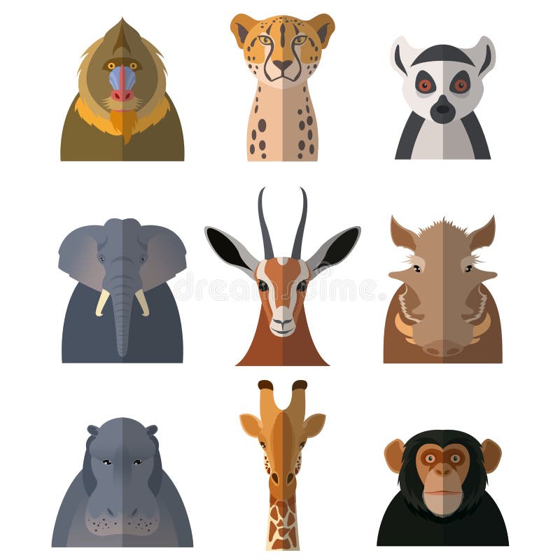 Icone degli animali africani royalty illustrazione gratis Icone degli animali africani royalty illustrazione gratis