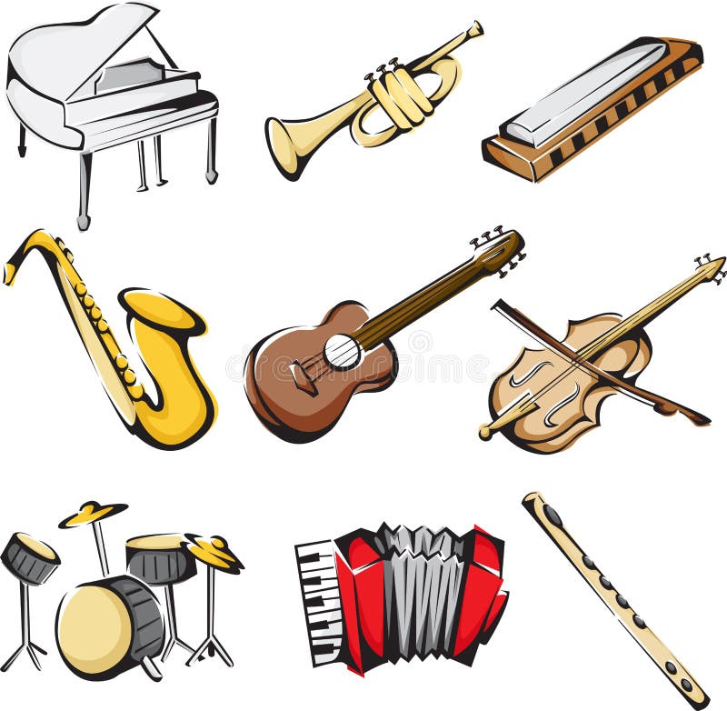 Icone degli strumenti musicali illustrazione vettoriale