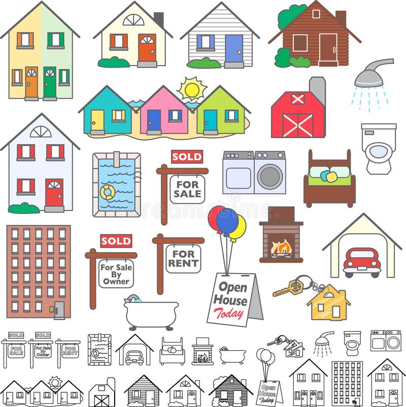 Icone del bene immobile royalty illustrazione gratis Icone del bene immobile royalty illustrazione gratis