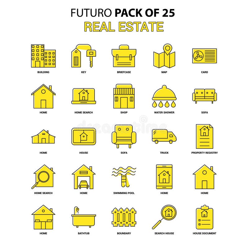 Icone 2 del bene immobile Ultimo pacchetto giallo dell'icona di progettazione di Futuro royalty illustrazione gratis Icone 2 del bene immobile Ultimo pacchetto giallo dell'icona di progettazione di Futuro royalty illustrazione gratis