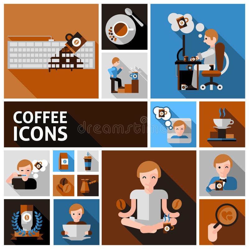 Icone del caffè impostate illustrazione vettoriale Icone del caffè impostate illustrazione vettoriale