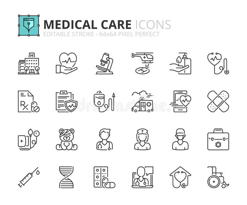 Icone del profilo circa l'ospedale e l'assistenza medica