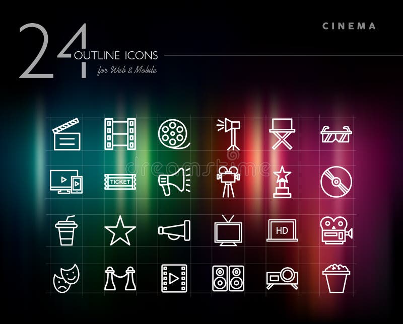 Icone del profilo di film e del cinema messe royalty illustrazione gratis Icone del profilo di film e del cinema messe royalty illustrazione gratis