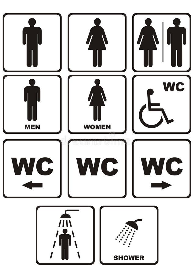 Icone del Wc su bianco illustrazione di stock