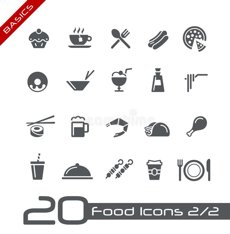 Icone dell'alimento - insieme 2 di 2 principi fondamentali di // royalty illustrazione gratis Icone dell'alimento - insieme 2 di 2 principi fondamentali di // royalty illustrazione gratis