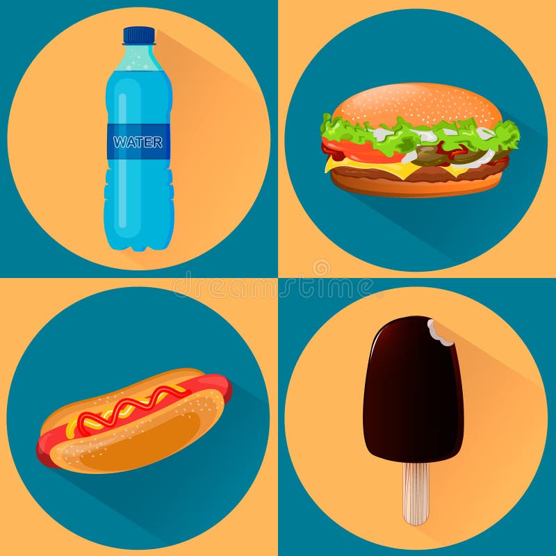 Icone dell'alimento Un insieme di quattro illustrazioni illustrazione vettoriale