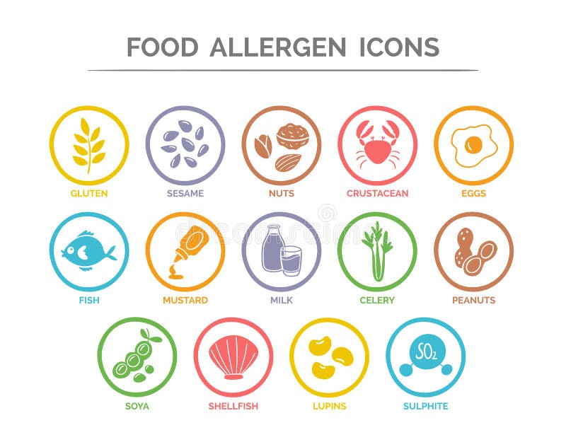 Icone dell'allergene dell'alimento messe royalty illustrazione gratis