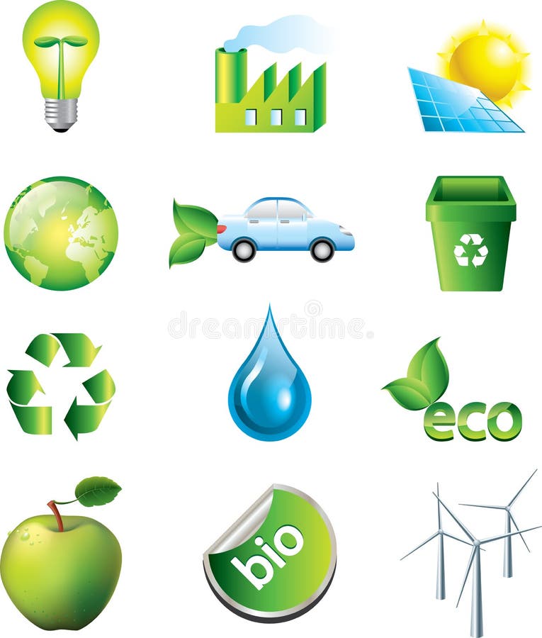 Icone dell'ambiente messe illustrazione vettoriale Icone dell'ambiente messe illustrazione vettoriale