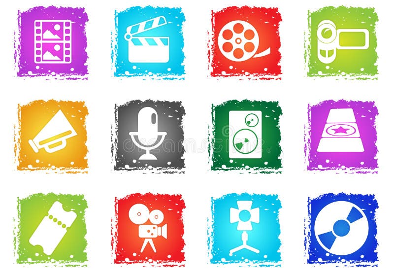 Icone dell'industria cinematografica illustrazione di stock Icone dell'industria cinematografica illustrazione di stock