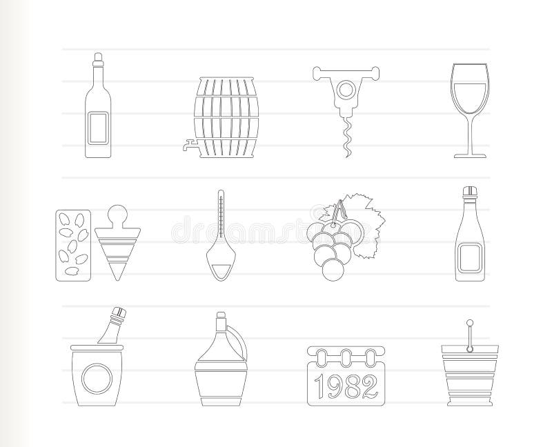 Icone della bevanda e del vino royalty illustrazione gratis Icone della bevanda e del vino royalty illustrazione gratis