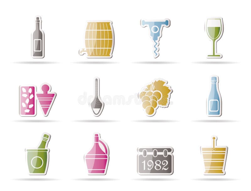 Icone della bevanda e del vino royalty illustrazione gratis Icone della bevanda e del vino royalty illustrazione gratis