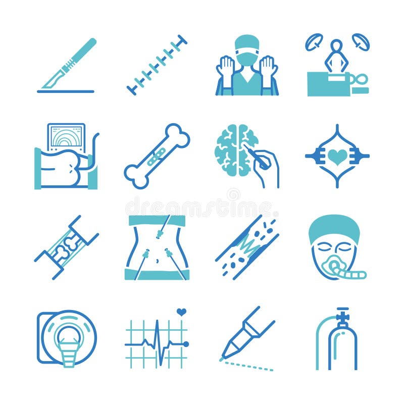 Flat Design Illustration: Surgery icons set. Flat Design Illustration: Surgery icons set