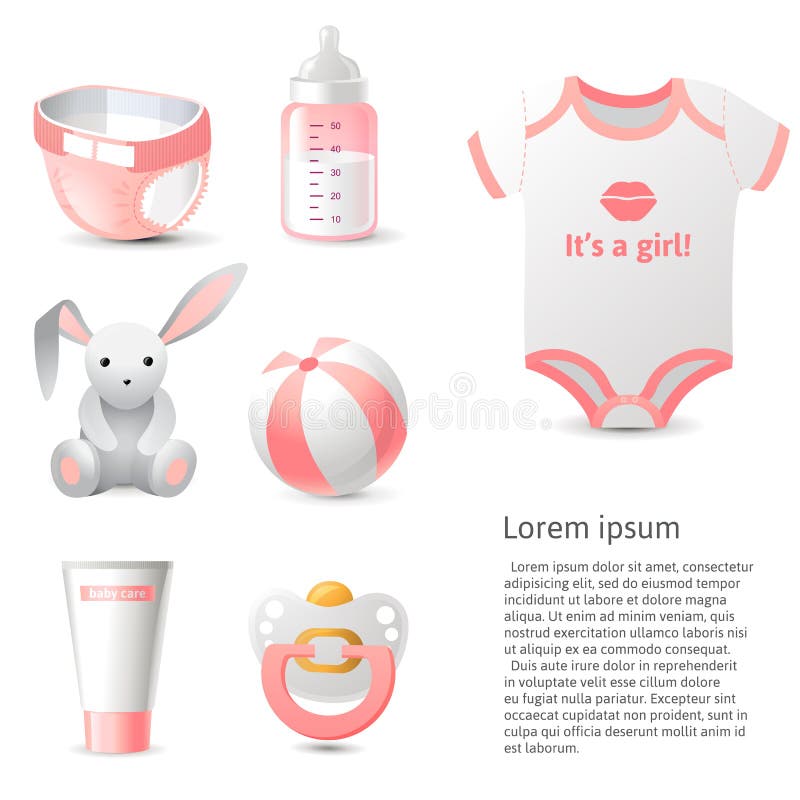 Icone della doccia di bambino messe royalty illustrazione gratis Icone della doccia di bambino messe royalty illustrazione gratis