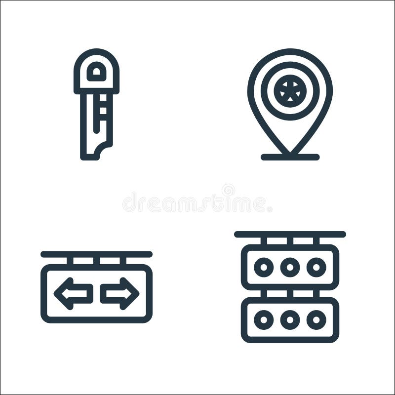 Icone della linea automobilistica. insieme lineare. serie di linee vettoriali di qualità, ad esempio la posizione del traffico leg royalty illustrazione gratis