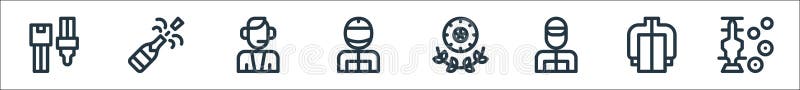 Icone della linea automobilistica. insieme lineare. serie di linee vettoriali di qualità, come il raccoglitore raccoglitore di giu royalty illustrazione gratis