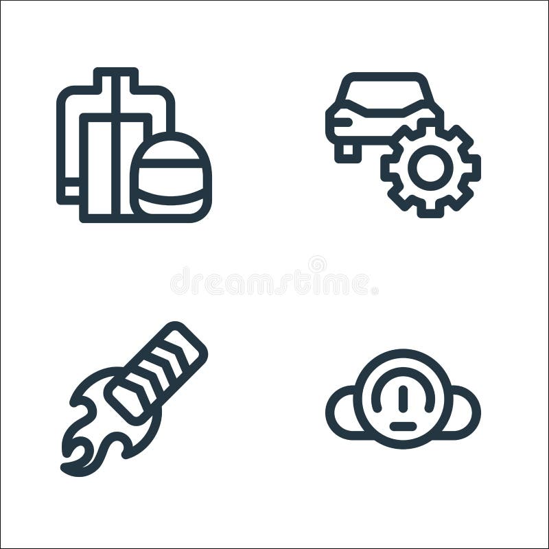 Icone della linea automobilistica. insieme lineare. serie di linee vettoriali di qualità, come il tachimetro di accelerazione illustrazione di stock